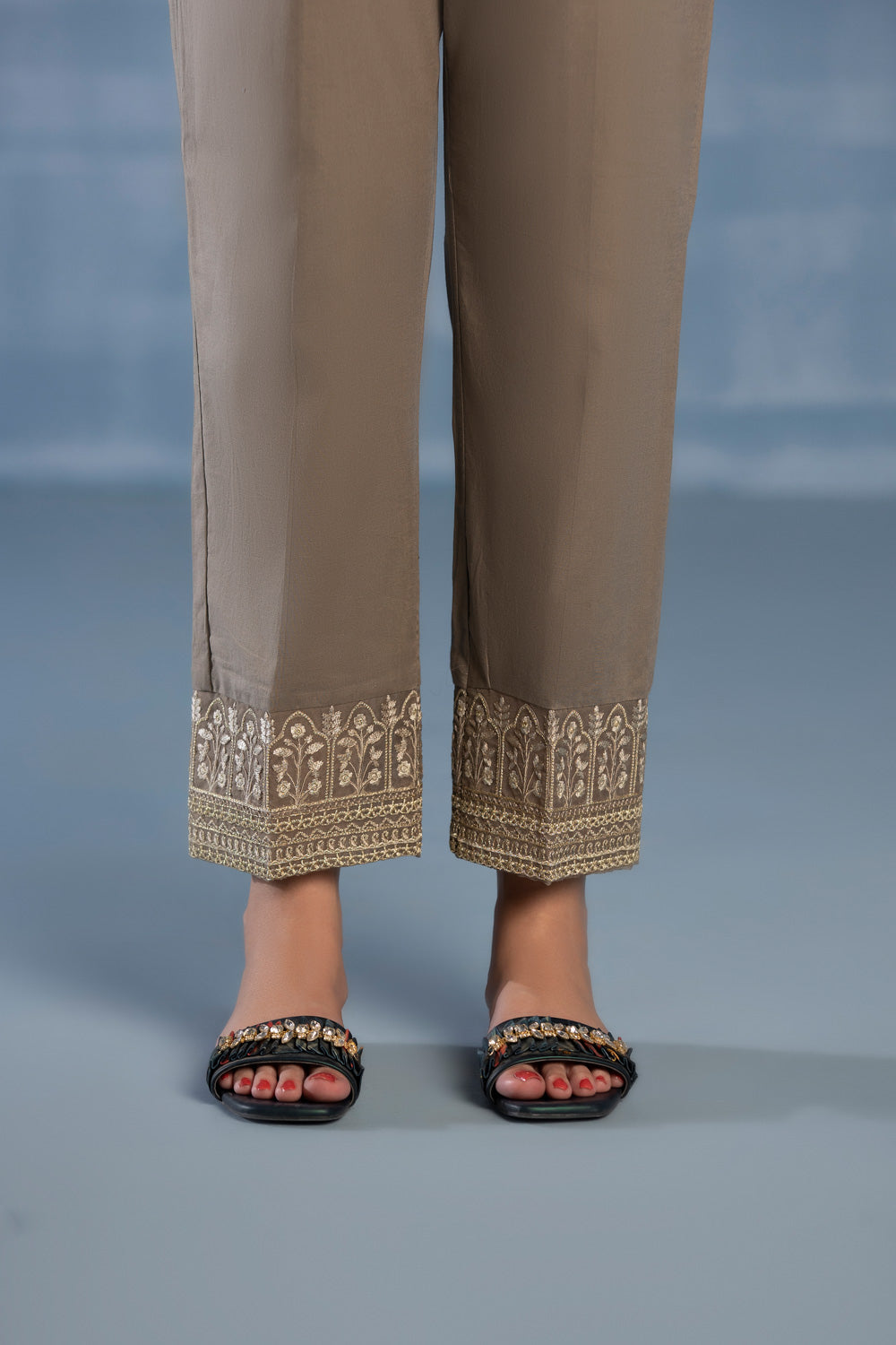 Embroidered Recycled Cotton Pants