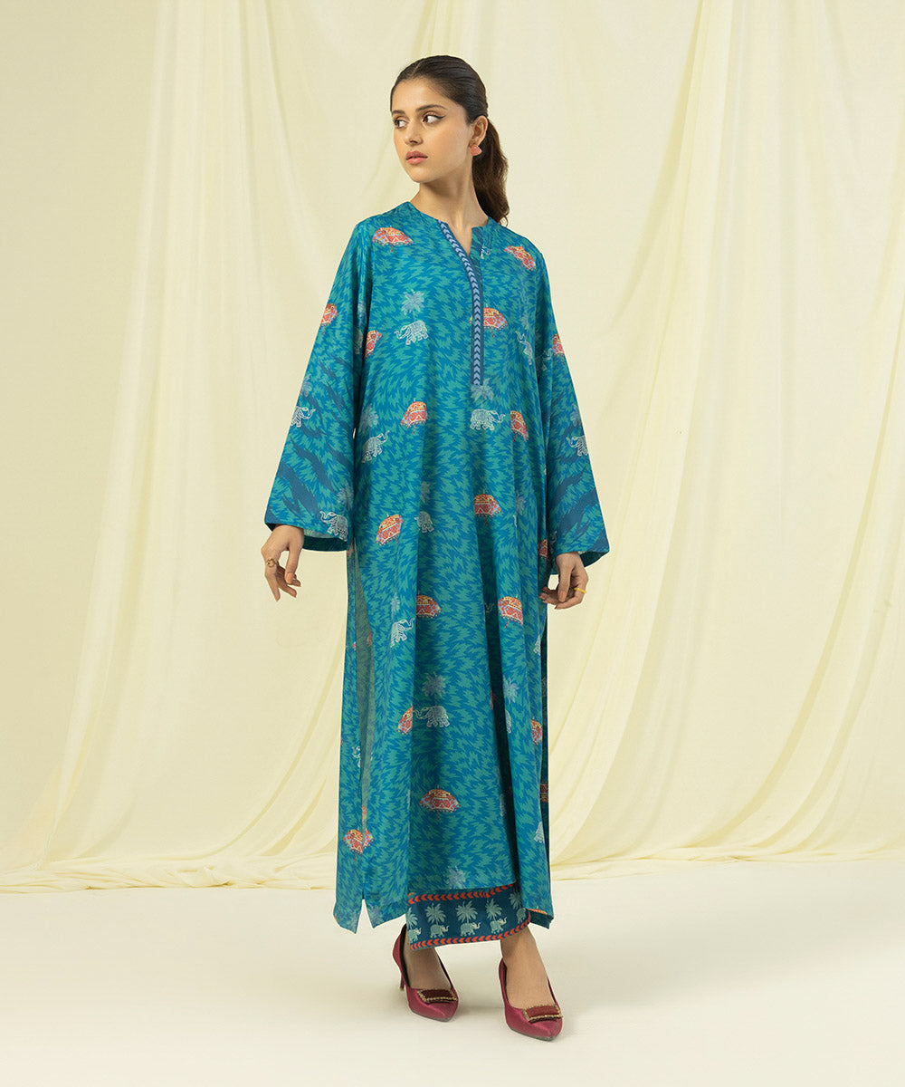 2 Piece - Printed Silk Suit