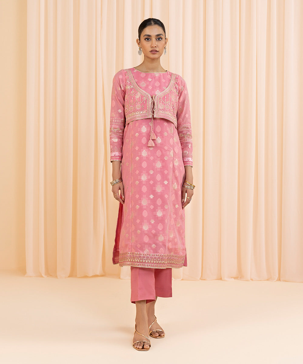 2 Piece - Embroidered Jacquard Suit