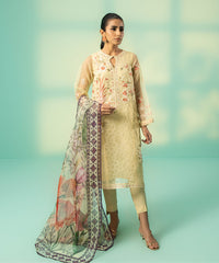 3 Piece - Embroidered Organza Suit