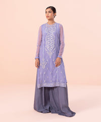 2 Piece - Embroidered Net Suit