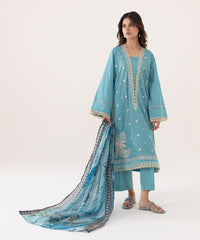 3 Piece - Embroidered Cotton Suit