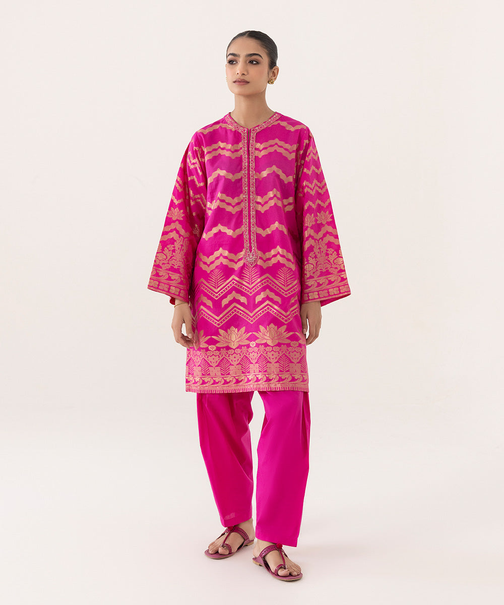 2 Piece - Embroidered Jacquard Suit