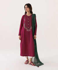 2 Piece - Embroidered Cotton Suit