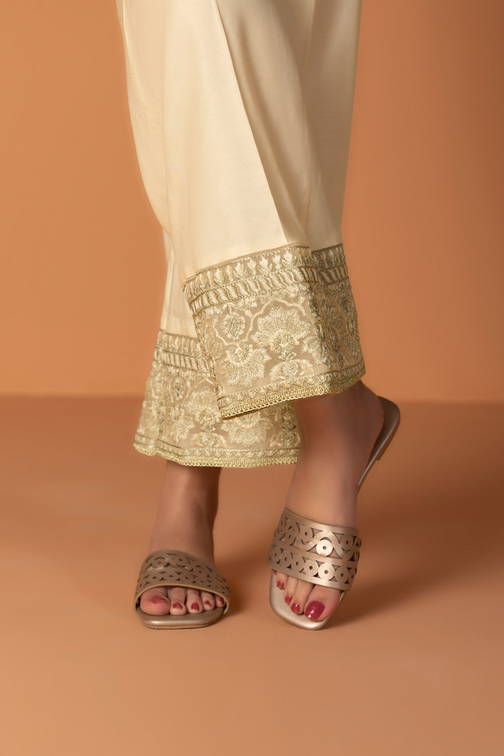 Embroidered Raw Silk Culottes