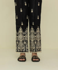 Embroidered Raw Silk Pants