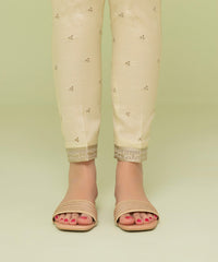 Embroidered Raw Silk Pants