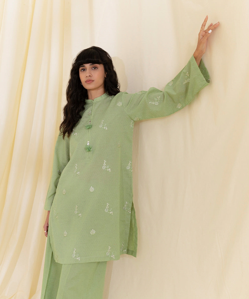 2 Piece - Embroidered Recycled Cotton Suit