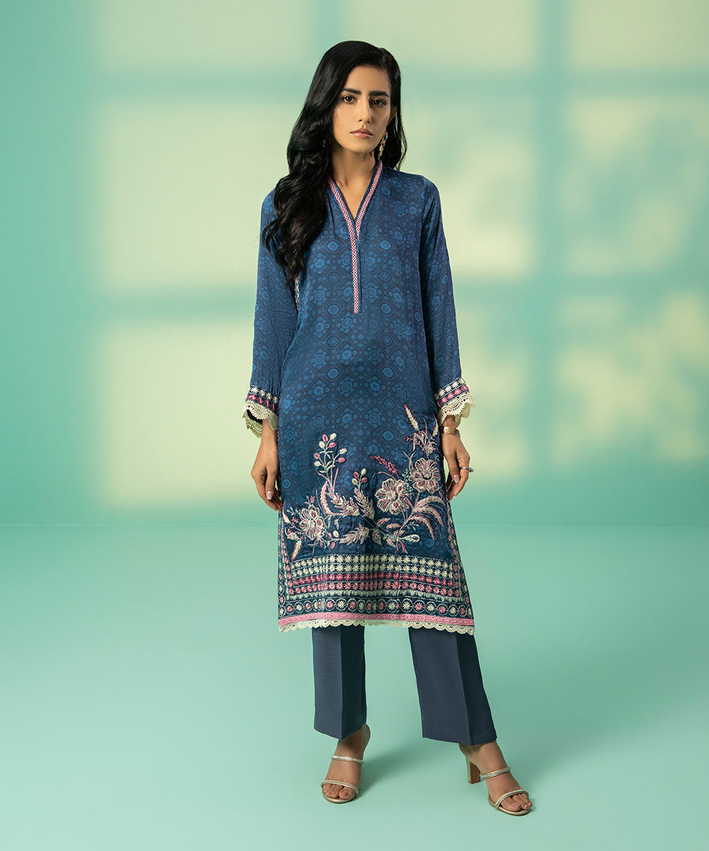 2 Piece - Embroidered Silk Suit