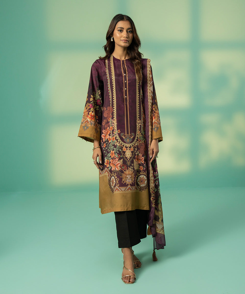 2 Piece - Printed Silk Suit