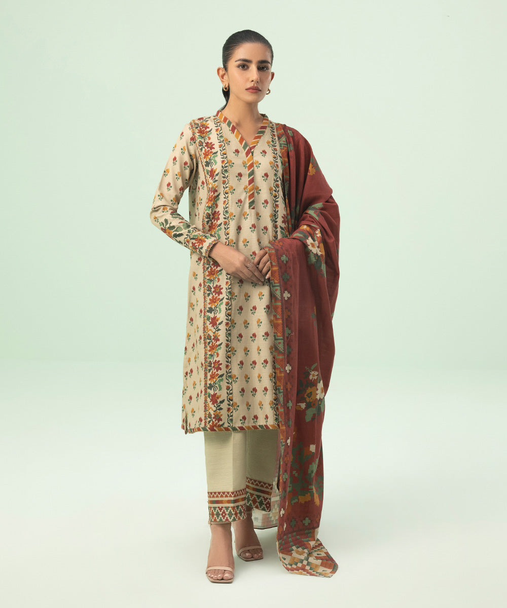 2 Piece - Printed Light Khaddar Suit