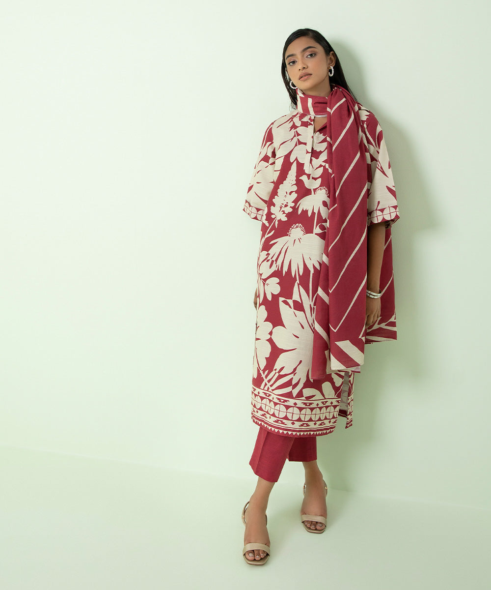 3 Piece - Printed Light Khaddar Suit