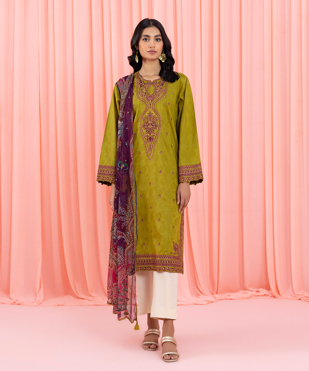 2 Piece - Embroidered Jacquard Suit