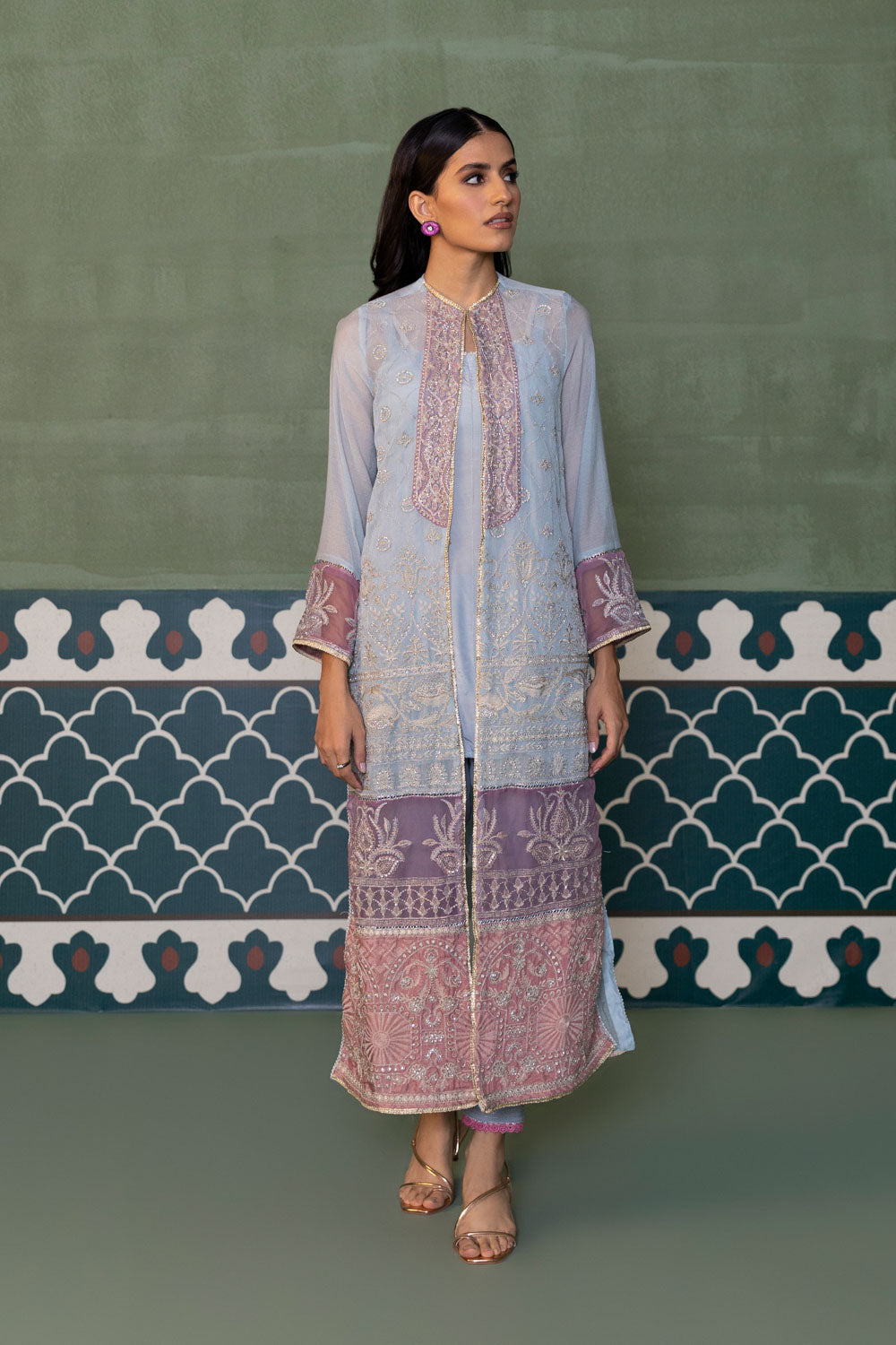 Embroidered Khaddi Net Shirt