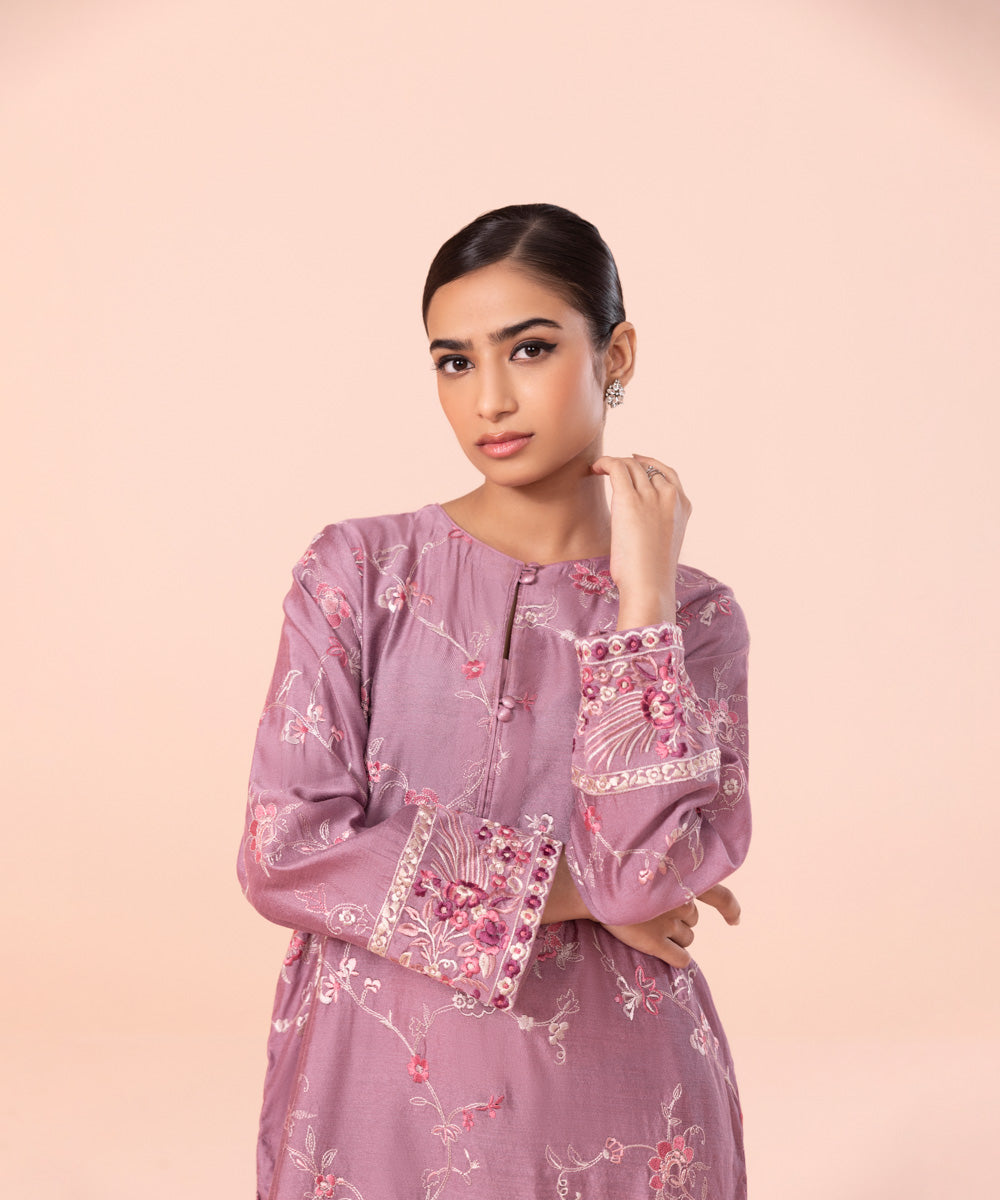 Embroidered Khaddi Net Shirt