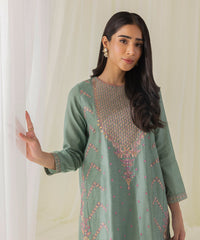 2 Piece - Embroidered Cotton Net Suit