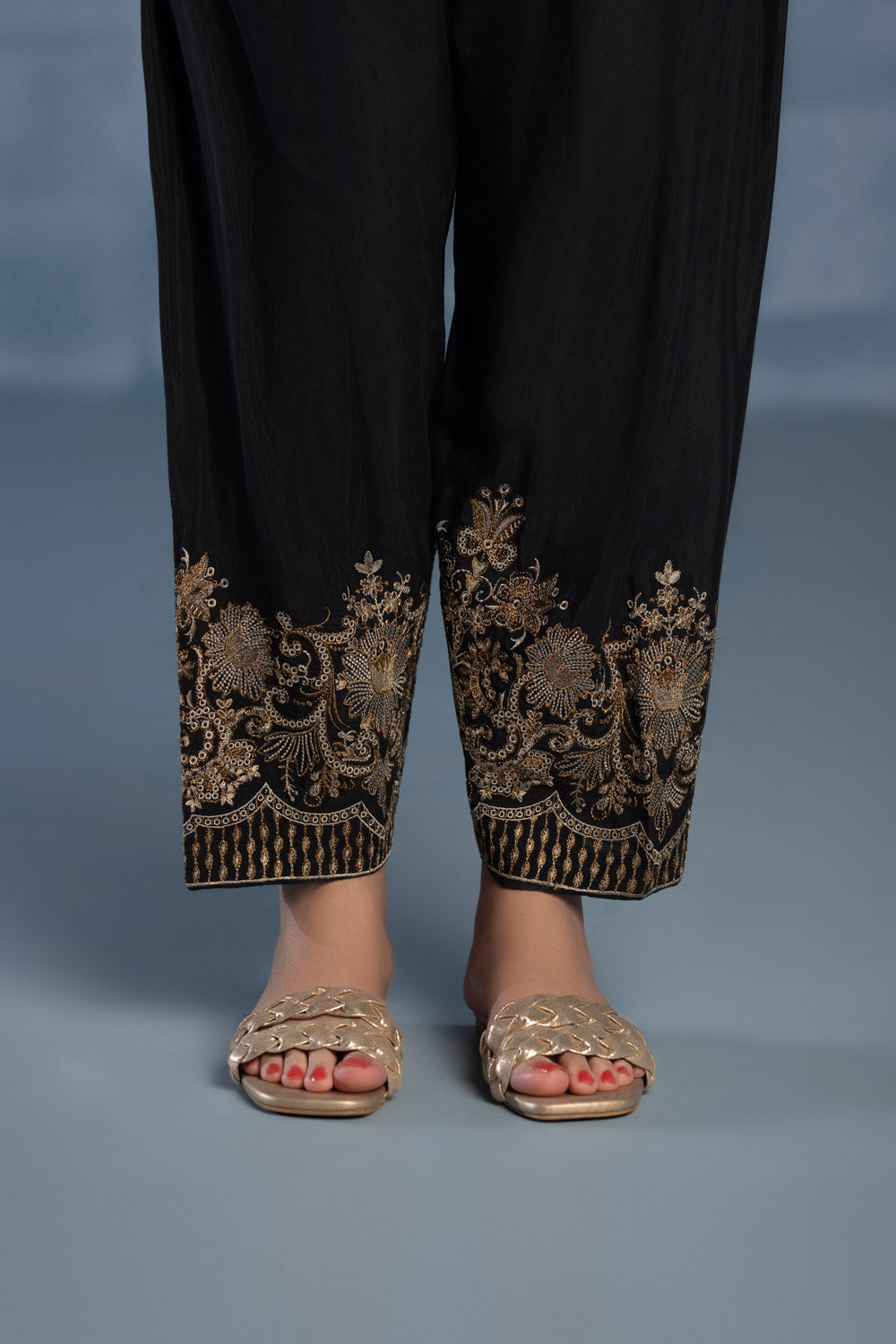 Embroidered Raw Silk Shalwar