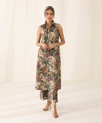 2 Piece - Printed Silk Suit