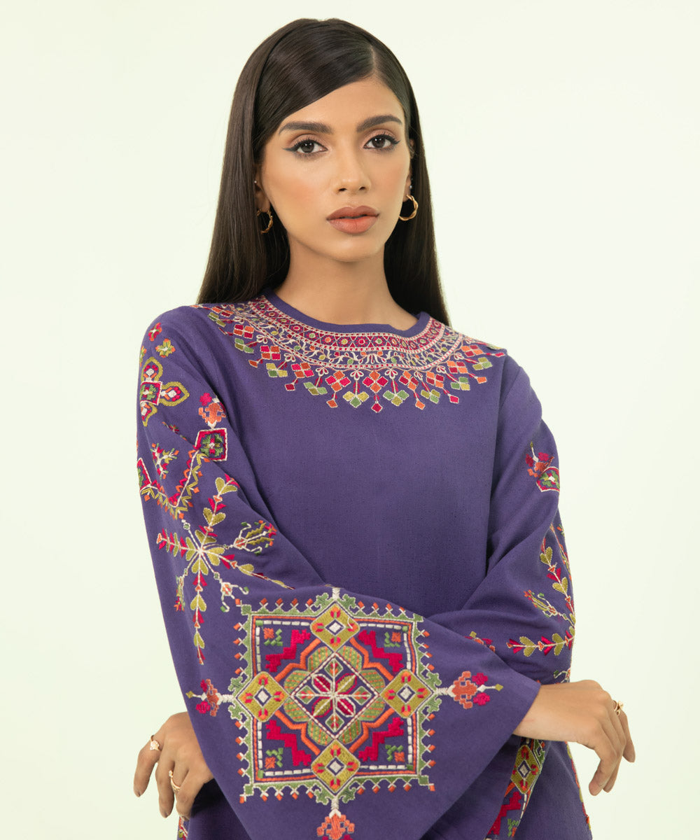 2 Piece - Embroidered Cotton Karandi Suit