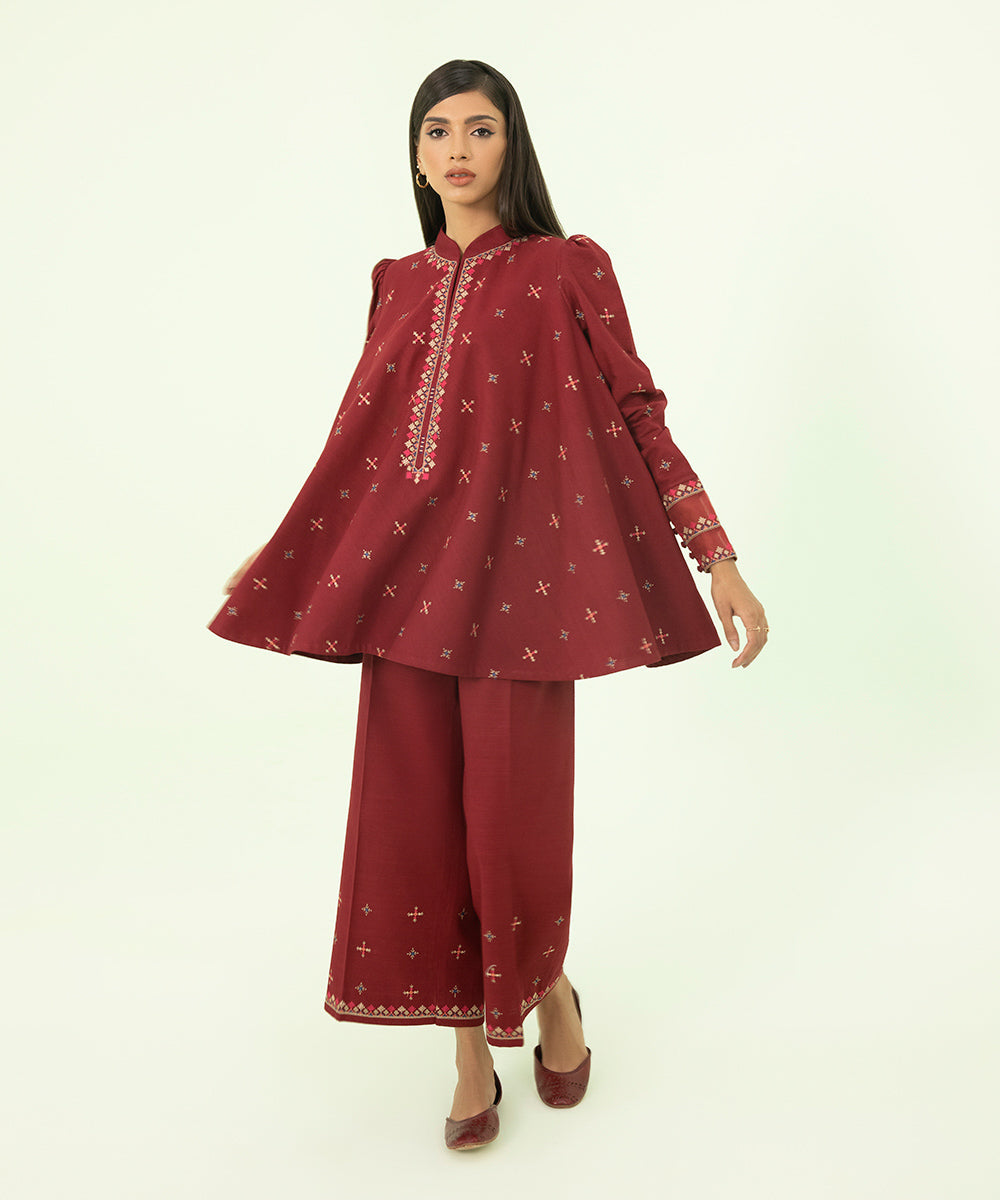 2 Piece - Embroidered Khaddar Suit