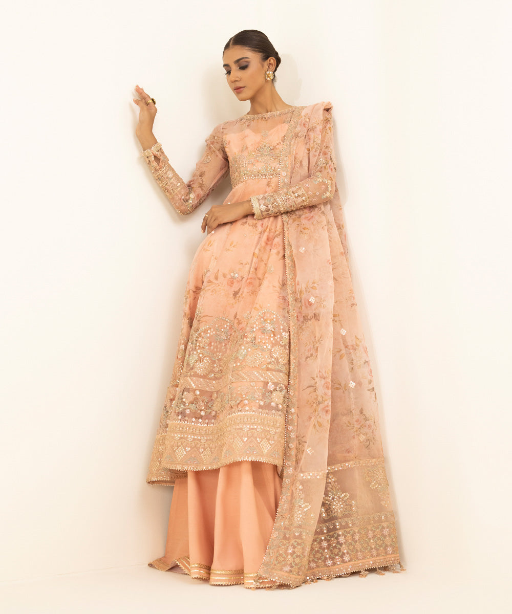 3 Piece - Embroidered Organza Suit