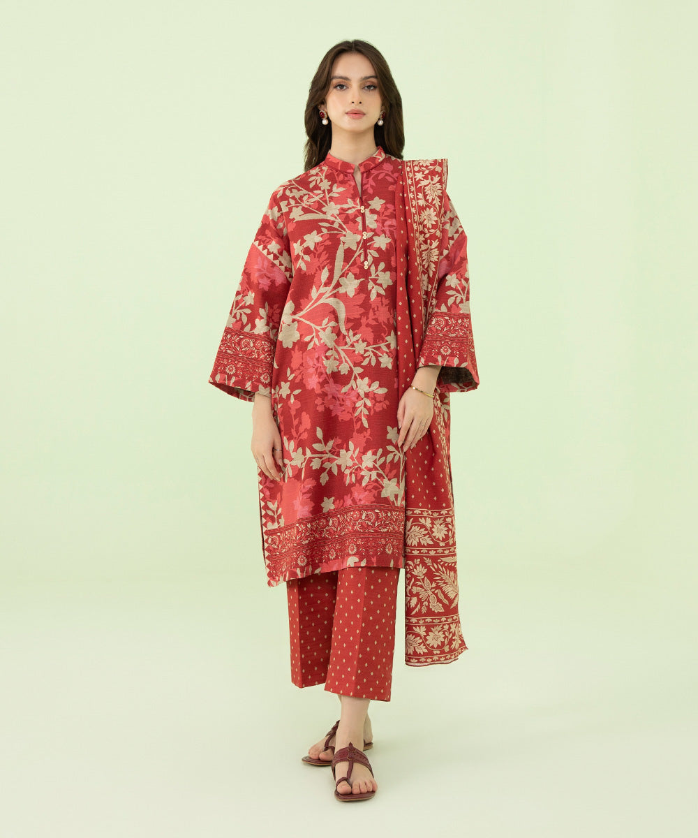 3 Piece - Printed Khaddar Suit