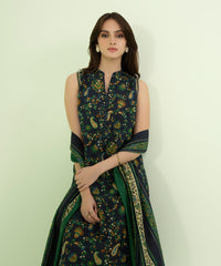 3 Piece - Printed Zari Khaddar Suit