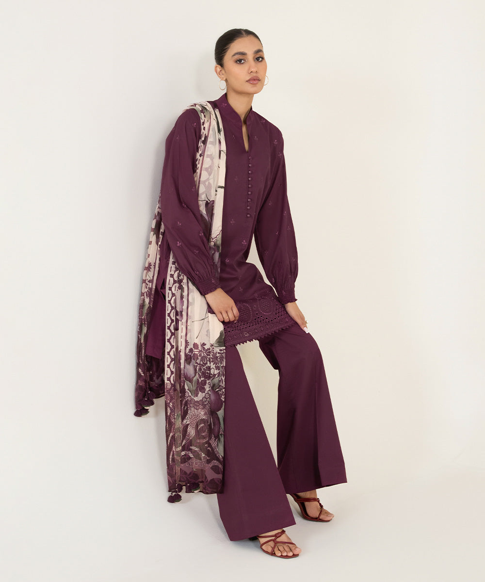 3 Piece - Dyed Embroidered Lawn Suit