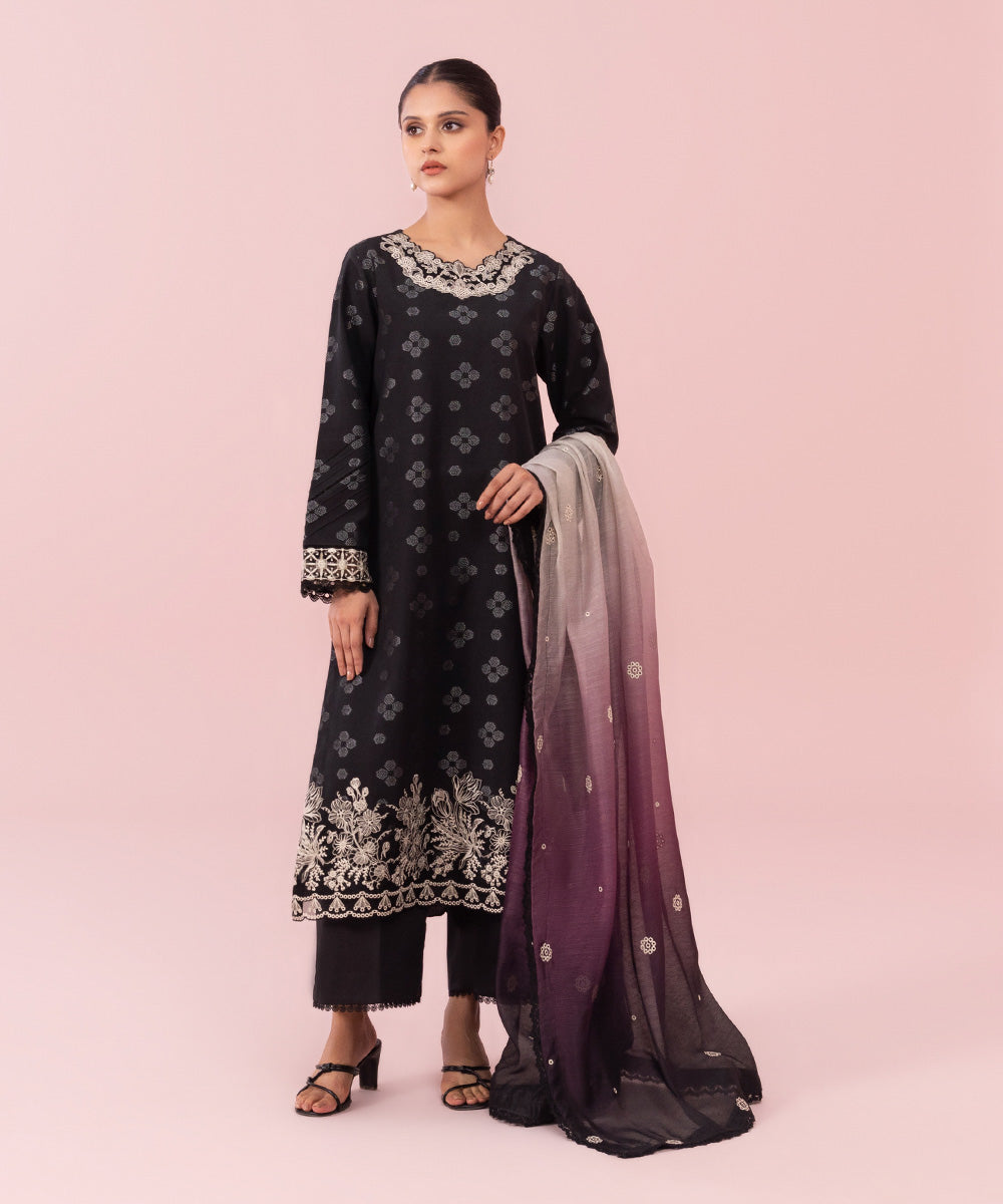 3 Piece - Embroidered Jacquard Suit