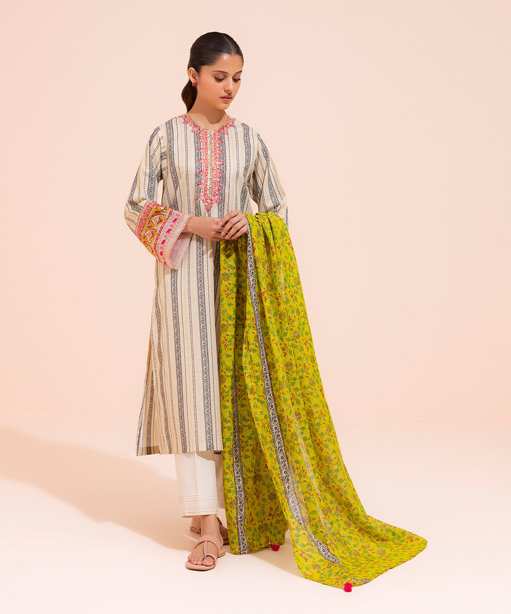 Printed Zari Lawn Dupatta