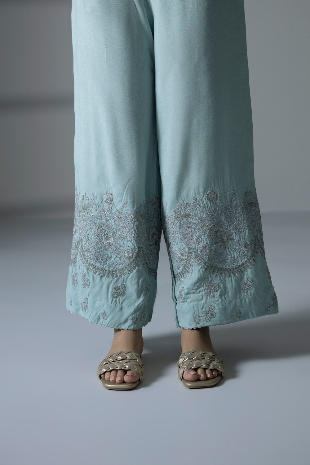 Embroidered Raw Silk Culottes