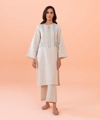 2 Piece - Embroidered Cotton Linen Suit