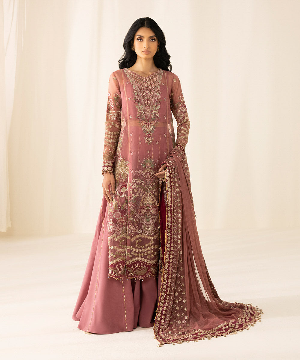 3 Piece - Embroidered Organza Suit