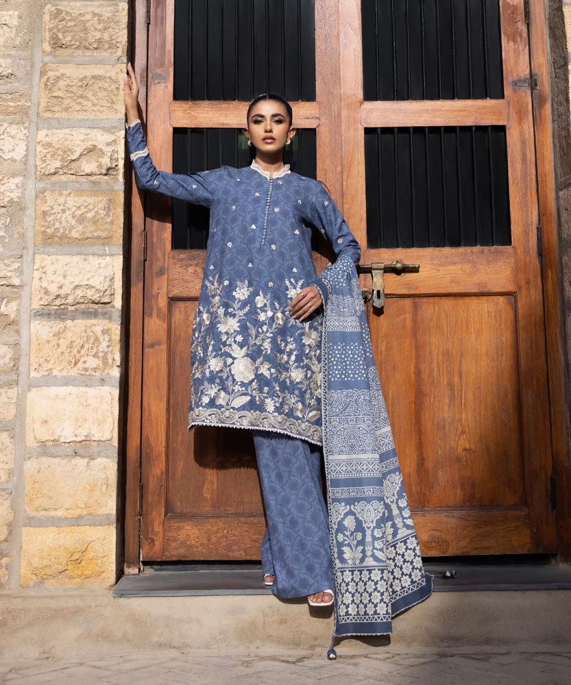 3 Piece - Embroidered Khaddar Suit