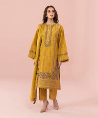 3 Piece - Embroidered Cotton Jacquard Suit