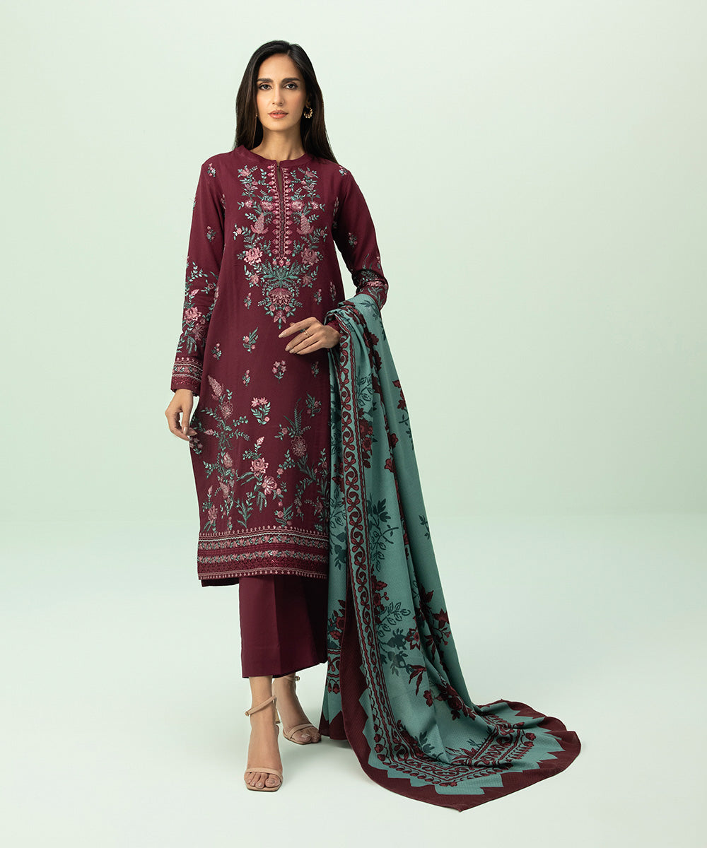 3 Piece - Embroidered Cotton Karandi Suit