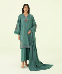 3 Piece - Embroidered Cotton Karandi Suit