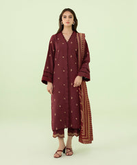 3 Piece - Embroidered Khaddar Suit