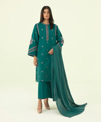 3 Piece - Embroidered Khaddar Suit