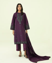 3 Piece - Embroidered Self Jacquard Suit